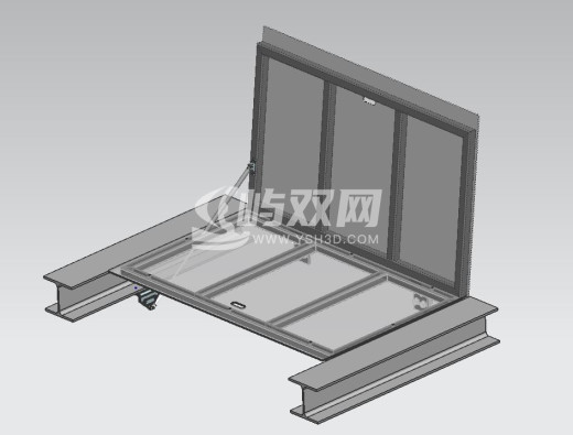 工业平台用带气弹簧的维修舱门3D图纸缩略图